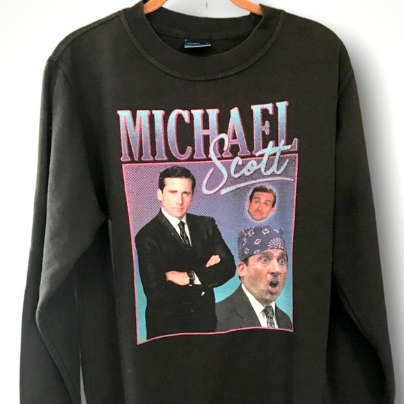 Tops - The Office Michael Scott graphic pullover crew neck sweatshirt black purple 🍵